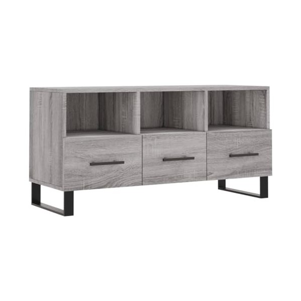JUNZAI Meuble TV Sonoma Gris 102x36x50 cm Bois dingénierie,Meubles De Salon TV,Meuble Bas Salon,Meuble TV Longueur