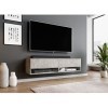 Furnix - Alyx - Meuble TV bas - 140 x 34 x 32&nbsp;cm l x H x P - Sans éclairage LED - 2 compartiments avec porte «&nbsp;Push-Click&nbsp;»