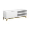 Alices Home - Meuble TV scandinave Blanc - Floki - 1 tiroir. Pieds en Bois de Sapin. 120x40x45cm