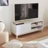 Alices Home - Meuble TV scandinave Blanc - Floki - 1 tiroir. Pieds en Bois de Sapin. 120x40x45cm