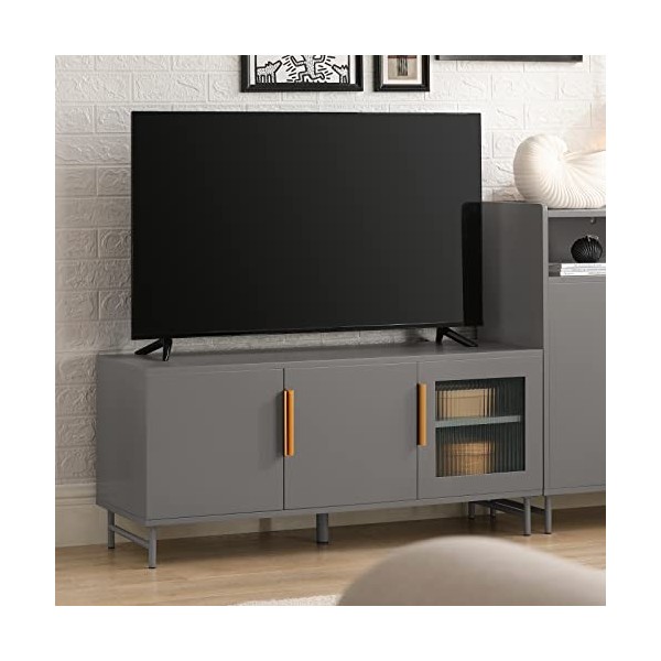 SoBuy Meuble TV, Meuble Télévision, Support Télévision, Meuble Bas, Placard Commode Meuble de Rangement sur Pieds avec 3 Port