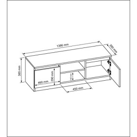 Meuble TV Blanc Mat avec 2 Étagères et 2 Portes, 140 cm, Meuble Tele, Meuble Bas à Poser sur Le Sol, Meubles de Salon