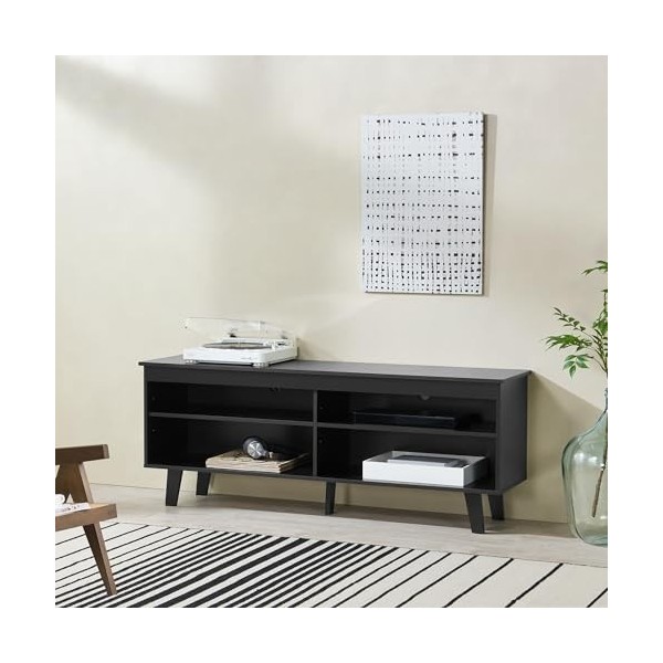 [en.casa] Meuble TV Banc Télévision Support Écran Meuble de Rangement Bas avec Étagères Passe-Câbles Panneau de Particules Bo