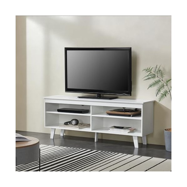 [en.casa] Meuble TV Banc Télévision Support Écran Meuble de Rangement Bas avec Étagères Passe-Câbles Panneau de Particules Bo