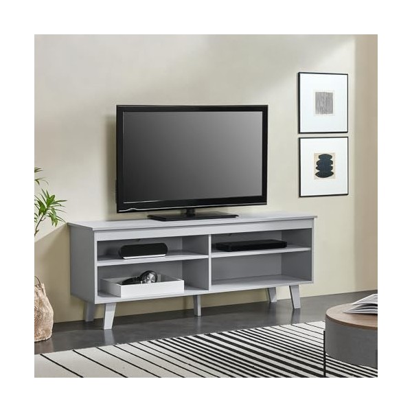 [en.casa] Meuble TV Banc Télévision Support Écran Meuble de Rangement Bas avec Étagères Passe-Câbles Panneau de Particules Bo