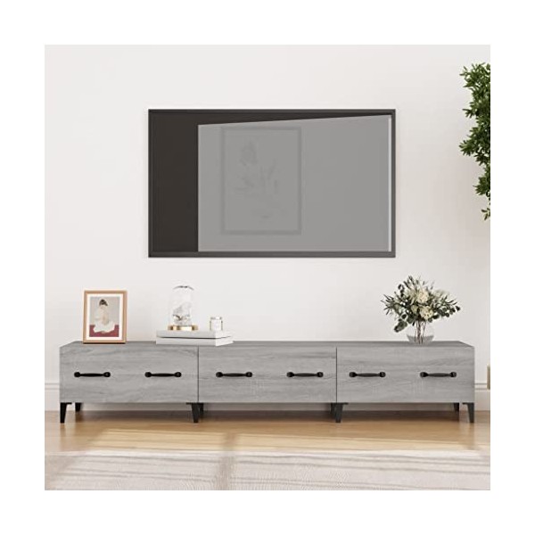 Annlera Meuble TV Sonoma Gris 150x34,5x30 cm Bois dingénierie Classique Banc TV Décorer Pièce Minimaliste Armoire TV Fonctio