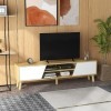 homcom Meuble TV jusquà 65" avec armoires et étagères ouvertes, meuble TV moderne en bois pour salon et salon, 150 x 30 x 42