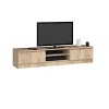 AKORD - Meuble TV K-160 - Un compartiment ouvert - 2 étagères avec portes battantes gauche et droite - 33 x 160 x 40&nbsp;cm - Poi