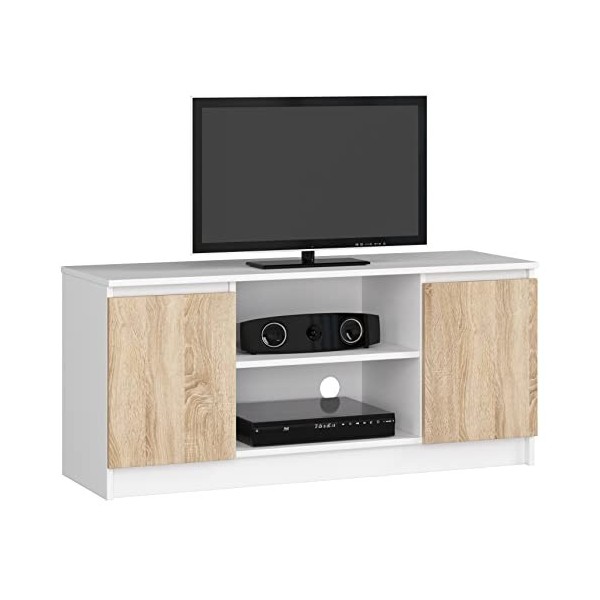 AKORD Meuble TV K-120 | Classique Meuble Télé | Banc TV | Moderne Meuble Television | H55 x L120 x P40 cm, Poids 30 kg | Coul