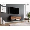 Furnix Alyx - Meuble TV bas - 100 x 34 x 32 cm l x H x P - Avec éclairage LED - 2 compartiments avec porte « Push-Click » -