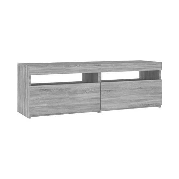 vidaXL Meuble TV avec lumières LED Sonoma Gris 120x35x40 cm