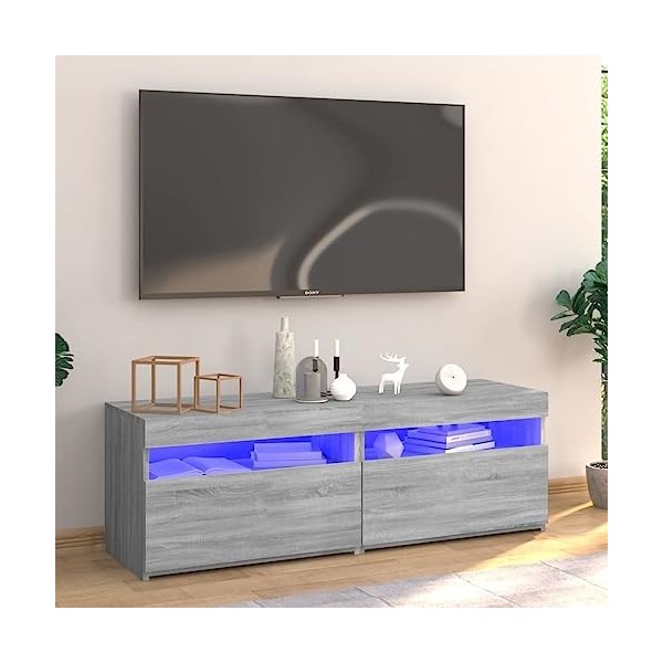 vidaXL Meuble TV avec lumières LED Sonoma Gris 120x35x40 cm