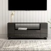 FAMIROSA Meuble TV Gris Brillant avec 4 roulettes Facile à Déplacer 120 x 35 x 43 cm Aggloméré pour Salon,Chambre