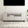 FAMIROSA Meuble TV Gris Brillant avec 4 roulettes Facile à Déplacer 120 x 35 x 43 cm Aggloméré pour Salon,Chambre