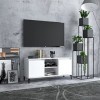 Meuble TV avec 2 Portes | Style Contemporain | Rangement matériel télé Audio Video Gaming | 103,5x35x50cm Blanc