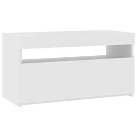 Maxspace TV Meuble, Meuble Tele, Meuble TV Chambre, Meuble TV IindustrielMeuble TV avec lumières LED Blanc Brillant 75x35x40 