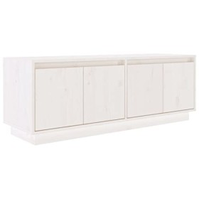GuyAna Meuble TV Blanc 110x34x40 cm Bois de pin Massif,Meuble TV,Table Basse Couleurs,Table Basse Salon Meuble TV