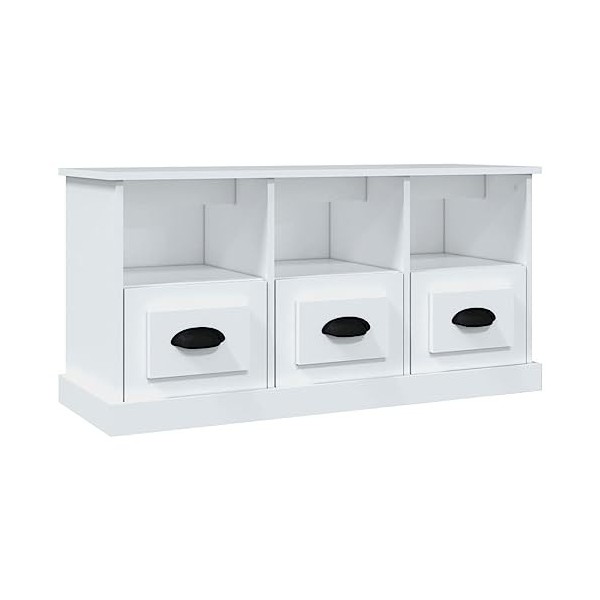 Keyur Meuble TV, Banc TV Buffet Bas Support de Télévision Meuble Télé Meuble TV Blanc 100x35x50 cm Bois dingénierie