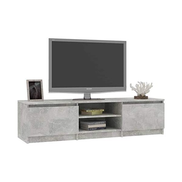 pedkit Meuble TV Support de TV avec Compartiments Gris béton 140x40x35,5 cm Aggloméré