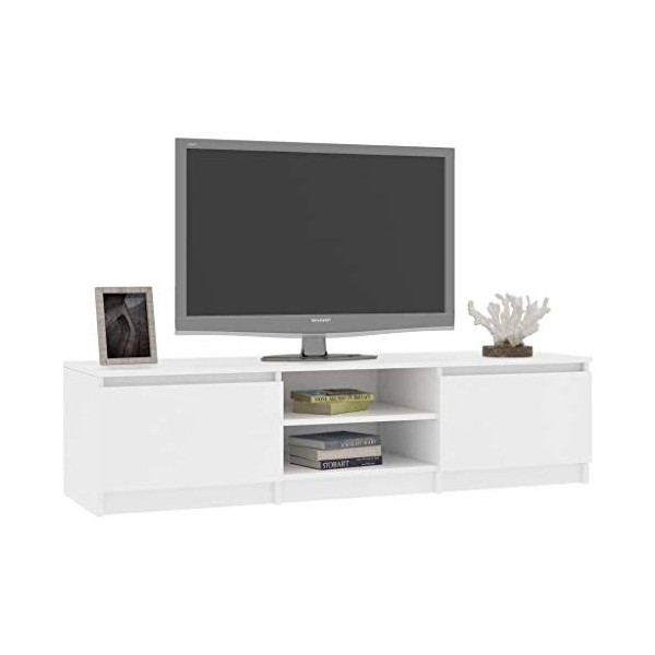 pedkit Meuble TV Support de TV avec Compartiments Gris béton 140x40x35,5 cm Aggloméré