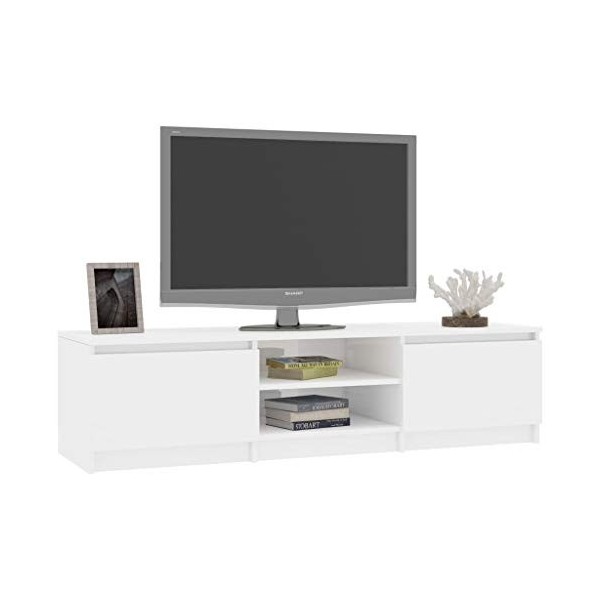 pedkit Meuble TV Support de TV avec Compartiments Gris béton 140x40x35,5 cm Aggloméré