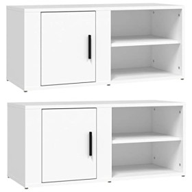 FAMIROSA Meubles TV 2 pcs Blanc 80x31,5x36 cm Bois dingénierie 26.5KG 