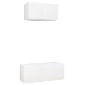 Générique Ensemble de Meuble TV 2 pcs Blanc Aggloméré,22.7 KG,3078700, Meubles, Meubles TV