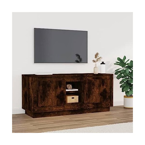 FAMIROSA Meuble TV chêne fumé 102x35x45 cm Bois dingénierie 21.3KG 