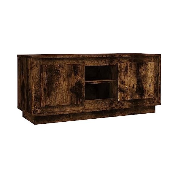 FAMIROSA Meuble TV chêne fumé 102x35x45 cm Bois dingénierie 21.3KG 