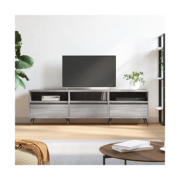 Camerina Meuble TV Sonoma Gris 150x30x44,5 cm Bois dingénierie,Meuble Haut Salon,Meuble TV Étagère,Meuble dangle TV