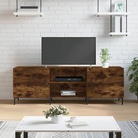 Camerina Meuble TV chêne fumé 150x30x50 cm Bois dingénierie,Meuble TV Longueur,Meuble Bas Salon,Meubles De Salon TV