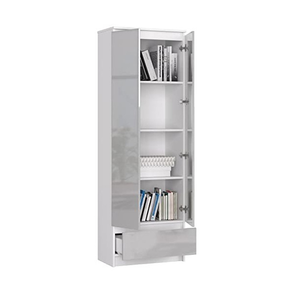 AKORD - Meuble TV K-160 - Un compartiment ouvert - 2 étagères avec portes battantes gauche et droite - 33 x 160 x 40&nbsp;cm - Poi