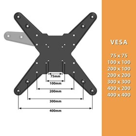 Poppstar - Support TV Mural pivotant, inclinable et Rotatif à Ressort à gaz pour écrans Plats et incurvés de 23 à 55 Pouces
