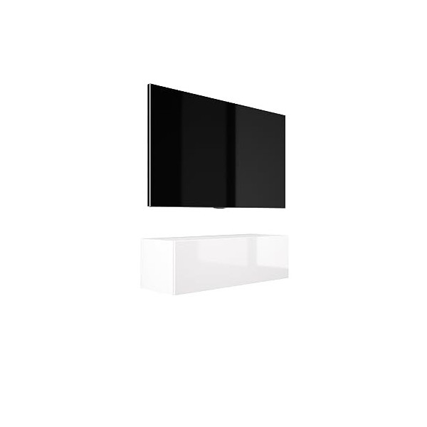 3E 3xE living.com Meuble TV Suspendu, D: L: 100 cm, H : 34 cm, P : 32 cm. Rangement TV, Meuble TV Mural, Table TV, Meuble Tel