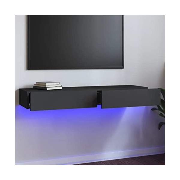 vidaXL Meuble TV avec lumières LED Gris 120x35x15,5 cm