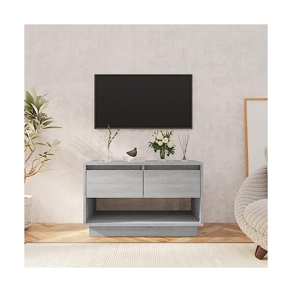 VEEKI Meuble TV, Meuble TV Suspendu, Meuble TV Blanc, Meuble TV Industriel, Meubles de Salon, Salon, Chambre, Cadre en Acier,