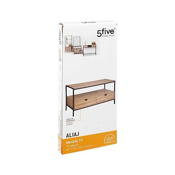 5 five simply smart Meuble TV Effet chêne Naturel Aliaj