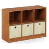 Furinno Basic Bibliothèque 3x2 avec Bacs, Cerisier, Bois dense, Cerise Clair/Ivoire, One Size