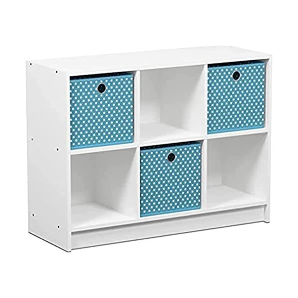 Furinno Basic Bibliothèque 3x2 avec Bacs, Cerisier, Bois dense, Cerise Clair/Ivoire, One Size