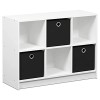 Furinno Basic Bibliothèque 3x2 avec Bacs, Cerisier, Bois dense, Cerise Clair/Ivoire, One Size