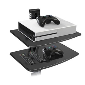 suptek 2 Flottantes étagères pour Lecteurs DVD/Boîtes De Câble/Consoles De Jeux/Accessoires De Télévision CS202, Noir
