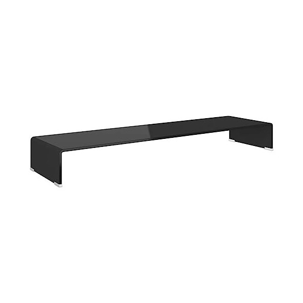 Meuble TV/Support pour Moniteur 110 x 30 x 13 cm Verre Noir - Table TV Support de Télévision en Bois pour Salon Chambre Salle