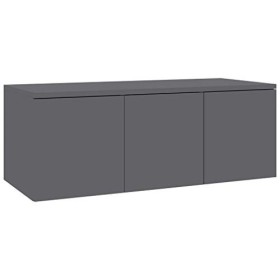 Kstyhome Meuble TV Armoire Basse Meuble Divertissement Meuble Multimédia avec 3 Tiroirs Salon Maison Intérieur Gris Brillant 