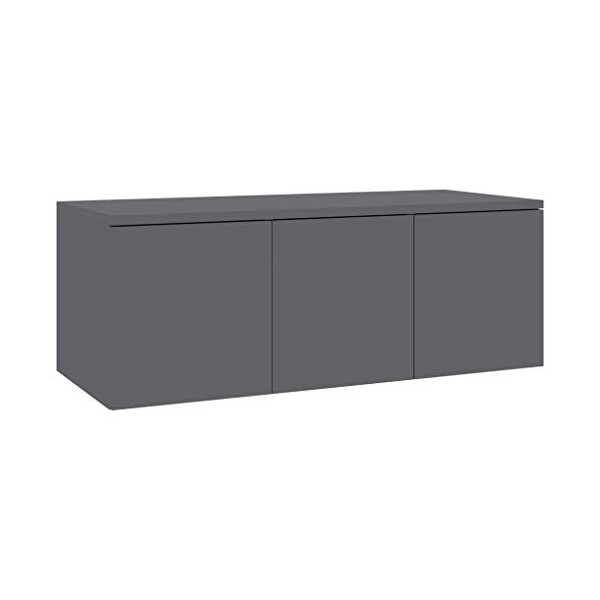 Kstyhome Meuble TV Armoire Basse Meuble Divertissement Meuble Multimédia avec 3 Tiroirs Salon Maison Intérieur Gris Brillant 