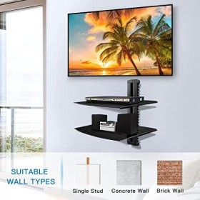 suptek 2 Flottantes étagères pour Lecteurs DVD/Boîtes De Câble/Consoles De Jeux/Accessoires De Télévision CS202, Noir