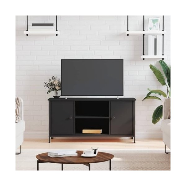 Camerina Meuble TV Noir 100x40x50 cm Bois dingénierie,Meuble TV,Table Basse Couleurs,Table Basse Salon Meuble TV