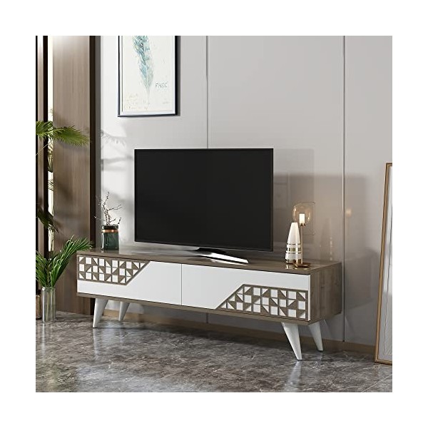 [en.casa] Meuble TV pour Salon à 2 Portes Banc TV Support de Télé Stylé Panneau de Particules Plastique 40 x 120 x 30 cm Effe