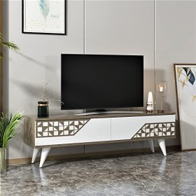 [en.casa] Meuble TV pour Salon à 2 Portes Banc TV Support de Télé Stylé Panneau de Particules Plastique 40 x 120 x 30 cm Effe