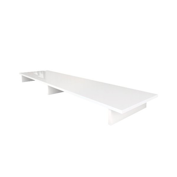 Vladon Support de TV Game, Support de Moniteur surélevé, Blanc Mat/Blanc Haute Brillance 138,5 x 9,5 x 34,5 cm 