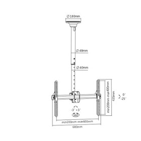 Support Plafond écran TV 37-75 Hauteur 106-156cm